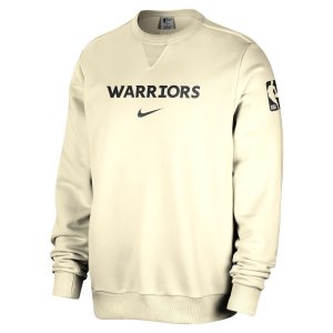 Nike Golden State Warriors Cream Courtside Standard Chic Issue Performance Pullover Sweatshirt