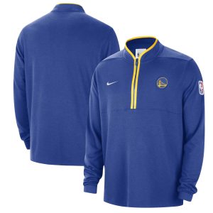 Nike Golden Stylish State Warriors Royal Authentic Performance Half Zip Jacket