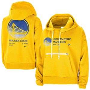 Nike Golden State Warriors Women's Gold Courtside Standard Issue Performance Pullover Hoodie Chic