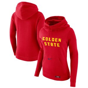 Nike Golden State Warriors Women's Red Stylish 2024/25 City Edition Essential Club Pullover Hoodie