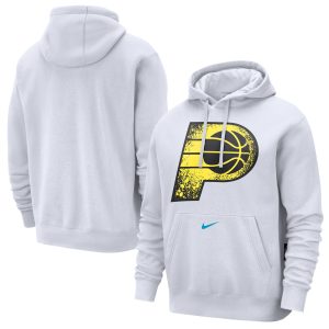 Nike Indiana Pacers White 2024/25 City Edition Essential Club Pullover Hoodie Unique