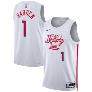 Nike James Harden Philadelphia Fabulous 76ers Unisex White 2022/23 Swingman Jersey City Edition