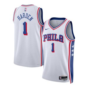 Nike James Harden Philadelphia Unique 76ers Unisex White Swingman Jersey Association Edition