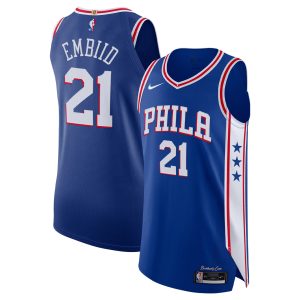 Nike Joel Embiid Premium Philadelphia 76ers Royal Authentic Jersey Icon Edition
