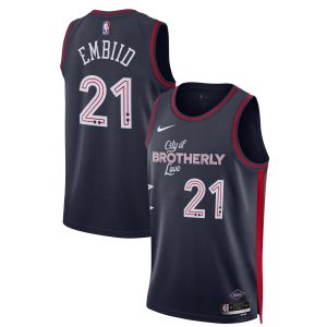 Nike Joel Embiid Philadelphia 76ers Unisex Navy Stylish 2023/24 Swingman Jersey City Edition
