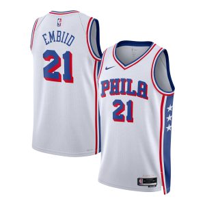 Nike Joel Embiid Fabulous Philadelphia 76ers Unisex White Swingman Jersey Association Edition