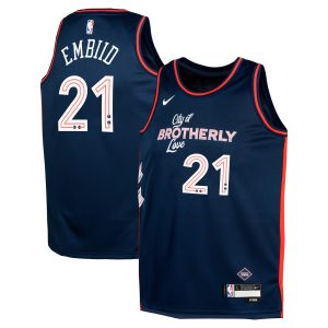 Nike Joel Embiid Philadelphia 76ers Youth Fabulous Navy Swingman Replica Jersey City Edition