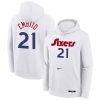 Nike Joel Embiid Philadelphia 76ers Youth White 2024/25 City Edition Name & Number Pullover Hoodie Stylish