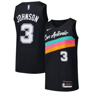 Nike Keldon Johnson San Antonio Unique Spurs Black Swingman Player Jersey City Edition