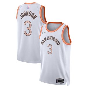 Nike Keldon Johnson Premium San Antonio Spurs Unisex White 2023/24 Swingman Jersey City Edition