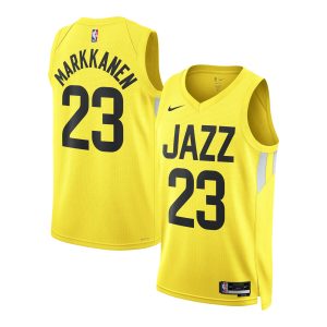 Nike Lauri Markkanen Utah Jazz Unisex Gold Swingman Jersey Icon Stylish Edition