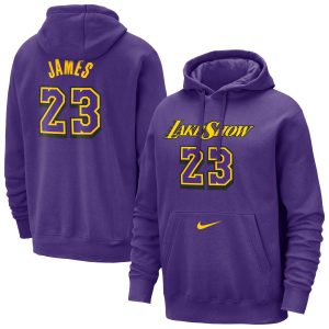 Nike LeBron James Los Angeles Lakers Stylish Purple 2024/25 City Edition Name & Number Pullover Hoodie