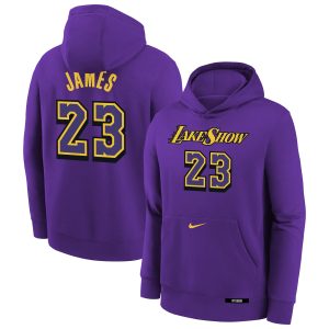 Nike LeBron James Los Angeles Lakers Youth Purple 2024/25 City Edition Name & Number Pullover Hoodie Fabulous