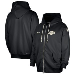 Nike Los Premium Angeles Lakers Black Authentic Standard Issue Full Zip Hoodie Jacket