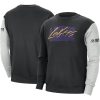 Nike Los Angeles Lakers Black/Heather Gray Courtside Versus Force & Flight Pullover Premium Sweatshirt