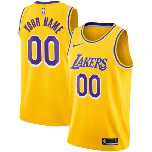 Nike Elegant Los Angeles Lakers Gold Custom Swingman Jersey Icon Edition