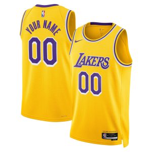 Nike Los Angeles Lakers Unisex Gold Swingman Custom Jersey Icon Edition Chic
