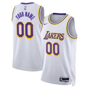 Nike Los Angeles Lakers Unisex White Swingman Custom Jersey Association Trendy Edition