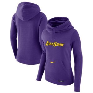 Nike Los Angeles Eye - catching Lakers Women's Purple 2024/25 City Edition Essential Club Pullover Hoodie