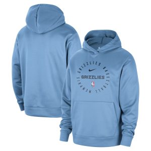 Nike Memphis Grizzlies Light Premium Blue 2024/25 Spotlight On Court Practice Performance Pullover Hoodie
