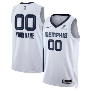Nike Memphis Grizzlies Unisex White Custom Swingman Badge Jersey Elegant Association Edition