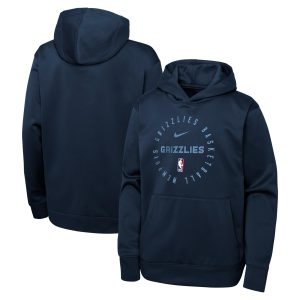 Nike Memphis Grizzlies Youth Navy Performance Eye - catching Practice Spotlight Pullover Hoodie
