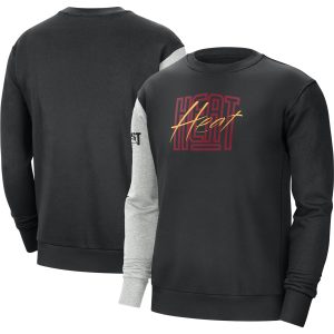 Nike Miami Stylish Heat Black/Heather Gray Courtside Versus Force & Flight Pullover Sweatshirt