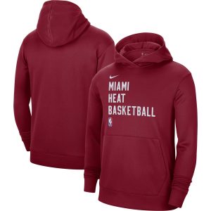 Nike Chic Miami Heat Unisex Red 2023/24 Performance Spotlight On Court Practice Pullover Hoodie