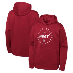 Nike Eye - catching Miami Heat Youth Red Performance Practice Spotlight Pullover Hoodie