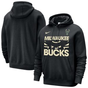 Nike Milwaukee Trendy Bucks Black Courtside Club Pullover Hoodie
