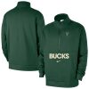 Nike Stylish Milwaukee Bucks Hunter Green Courtside Club Half Zip Jacket