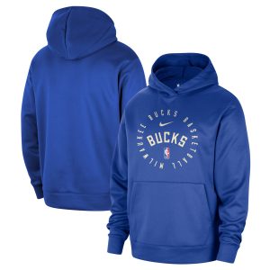 Nike Milwaukee Bucks Royal 2024/25 Spotlight On Court Practice Performance Trendy Pullover Hoodie