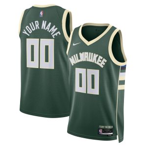 Nike Milwaukee Bucks Unisex Hunter Green Swingman Custom Jersey Premium Icon Edition