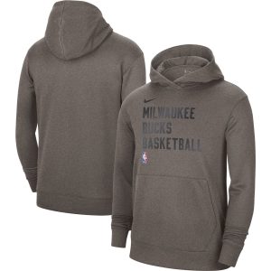 Nike Milwaukee Bucks Unisex Olive 2023/24 Performance Spotlight On Court Practice Chic Pullover Hoodie