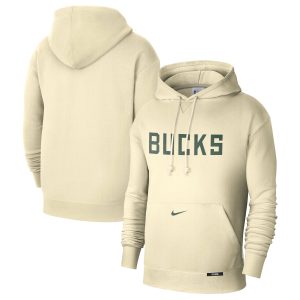 Nike Milwaukee Bucks White 2024/25 City Edition Courtside Standard Elegant Issue Pullover Hoodie