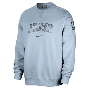 Nike New Orleans Stylish Pelicans Light Blue Courtside Standard Issue Performance Pullover Sweatshirt
