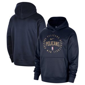Nike New Orleans Pelicans Navy 2024/25 Spotlight Trendy On Court Practice Performance Pullover Hoodie