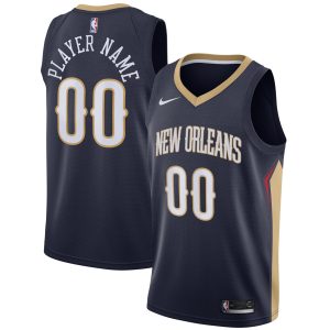 Nike New Eye - catching Orleans Pelicans Navy Swingman Custom Jersey Icon Edition