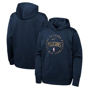 Nike New Orleans Pelicans Youth Navy Performance Stylish Practice Spotlight Pullover Hoodie