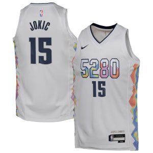 Nike Nikola Jokic Denver Nuggets Chic Youth White 2024/25 Swingman Player Jersey City Edition