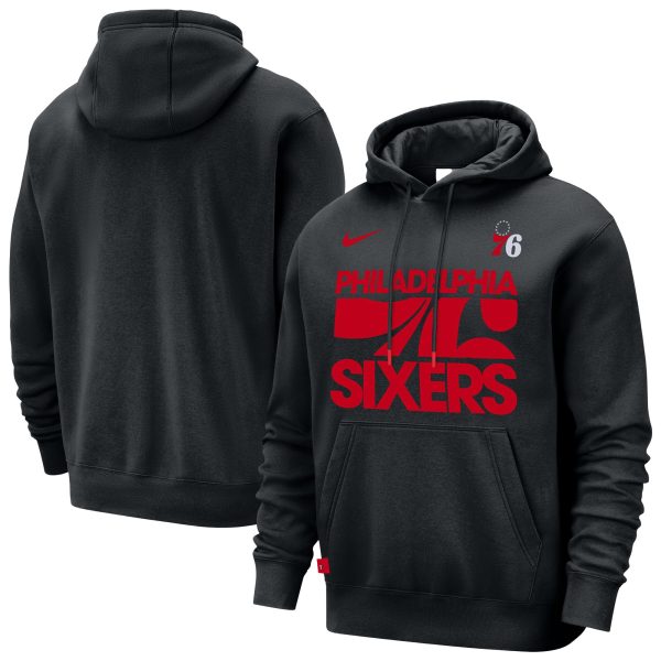 Nike Philadelphia Stylish 76ers Black Courtside Club Pullover Hoodie