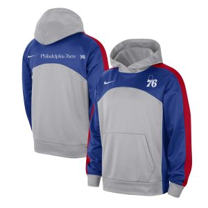 Nike Philadelphia 76ers Gray/Royal Authentic Starting Five Chic Force Performance Pullover Hoodie