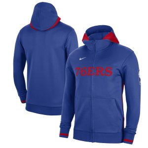 Nike Philadelphia 76ers Royal Unique Authentic Showtime Performance Full Zip Hoodie