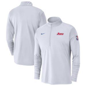 Nike Philadelphia 76ers White 2024/25 City Edition Premium Authentic Coaches Performance Half Zip Top