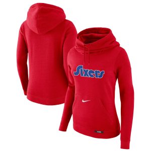 Nike Philadelphia 76ers Women's Red 2024/25 City Edition Essential Club Pullover Hoodie Premium