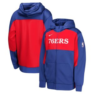 Nike Philadelphia 76ers Youth Royal/Red Authentic On Court Showtime Performance Full Zip Gorgeous Hoodie