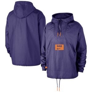 Nike Phoenix Suns Purple Courtside Premium Club Anorak Quarter Zip Hoodie Chic Jacket