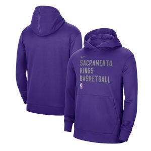 Nike Sacramento Trendy Kings Unisex Purple 2023/24 Performance Spotlight On Court Practice Pullover Hoodie
