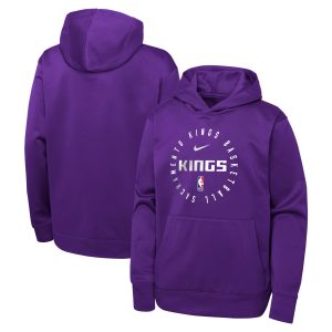 Nike Sacramento Kings Chic Youth Purple Performance Practice Spotlight Pullover Hoodie