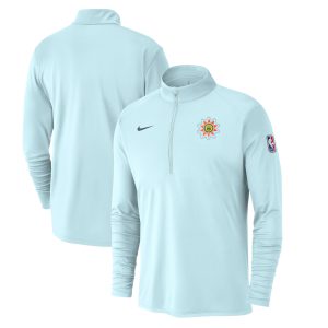 Nike San Antonio Spurs Light Blue 2024/25 City Edition Authentic Coaches Performance Half Zip Top Eye - catching